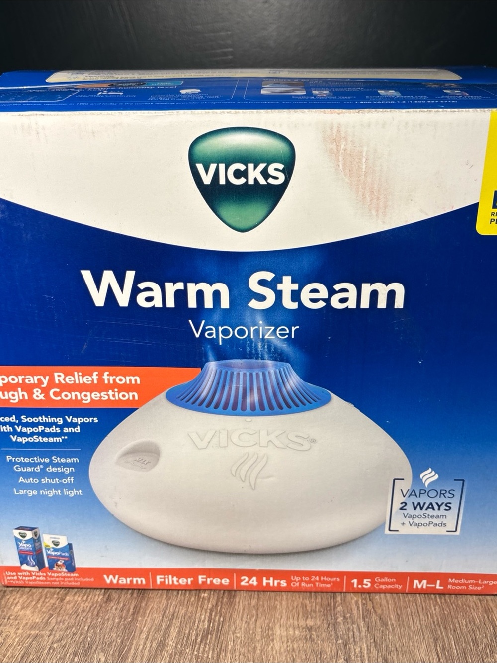 Vicks Warm Steam Vaporizer. Temporary Relief From Cough And Congestion NEW